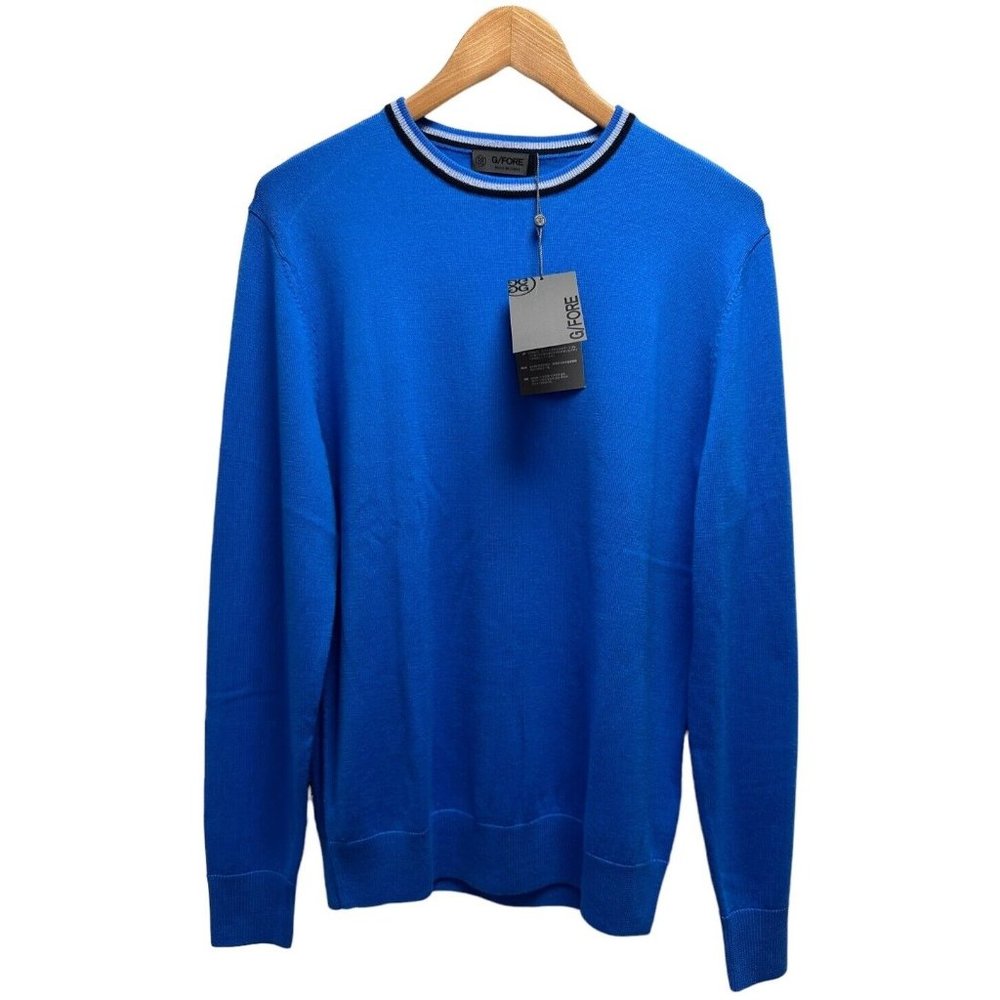 G/Fore New With Tags $225 Men's Size S Crewneck Pullover Sweater Blue‎ Wool Knit